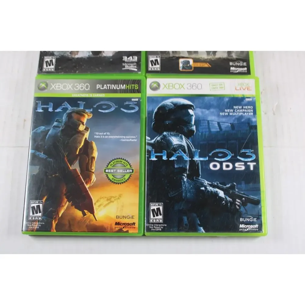 5 games: Halo, 3, 4, Reach, ODST (Microsoft Xbox) Authentic, tested